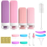 Silicone Travel Toiletry Bottles Set Leakproof Squeeze Containers with Case(05)