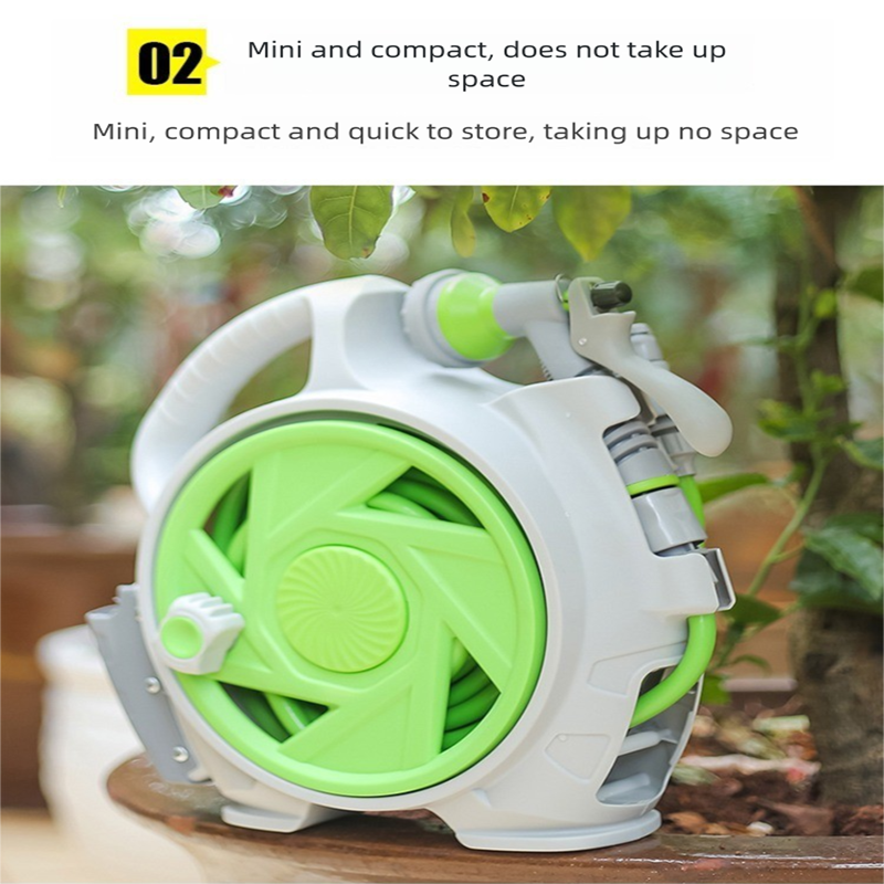 Blue Portable Hose Reel Cart with 14m Hose 7-Pattern Spray Gun Garden Watering System