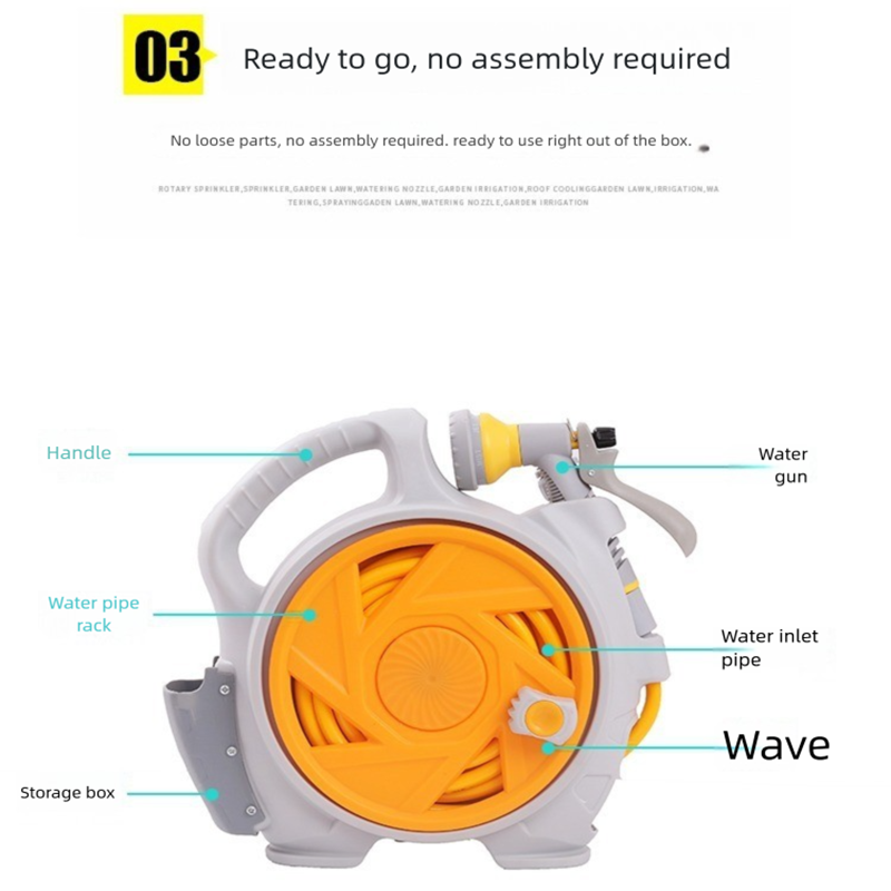 Blue Portable Hose Reel Cart with 14m Hose 7-Pattern Spray Gun Garden Watering System