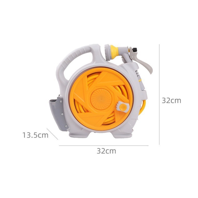 Blue Portable Hose Reel Cart with 14m Hose 7-Pattern Spray Gun Garden Watering System