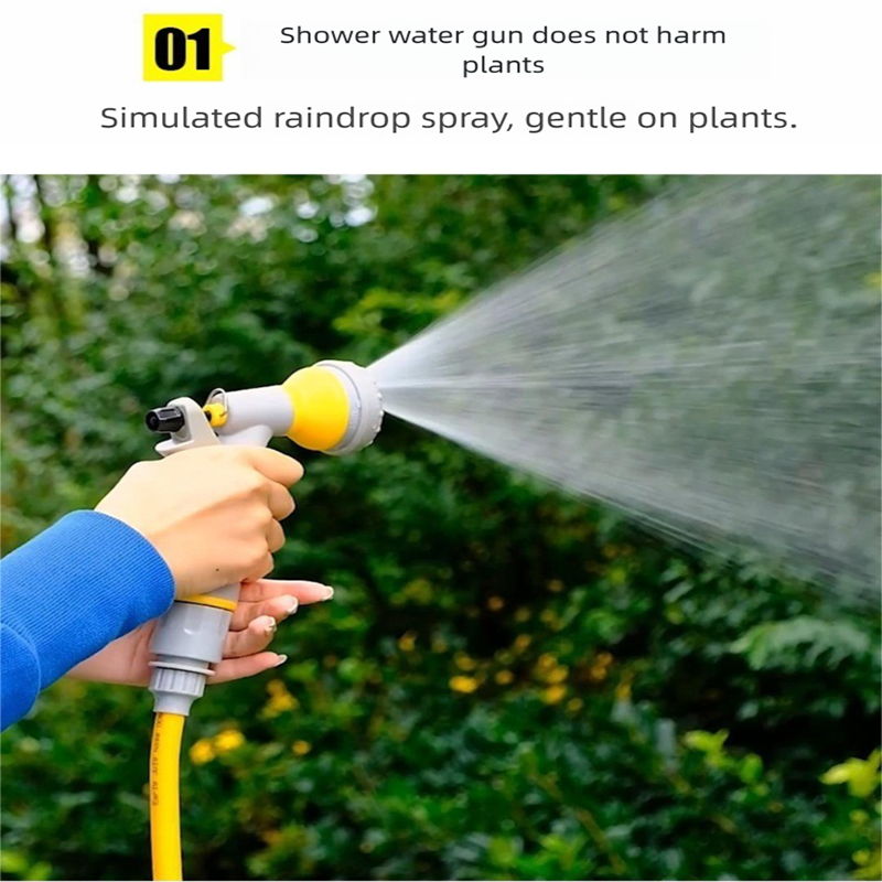 Yellow Portable Hose Reel Cart with 14m Hose 7-Pattern Spray Gun Garden Watering System