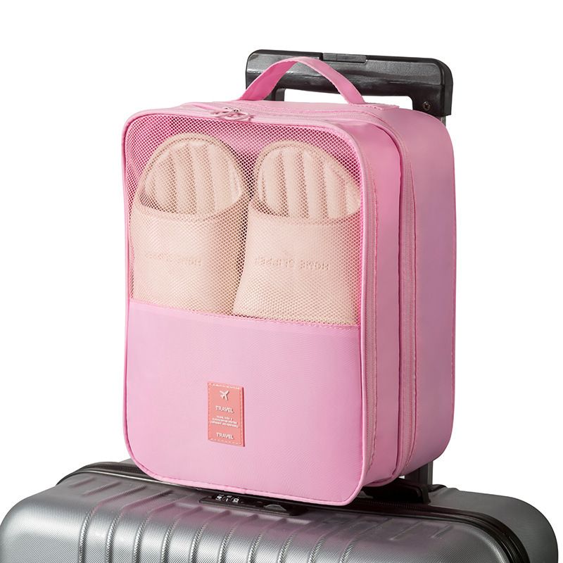 Pink Travel Shoe Bag Portable Luggage Organizer Waterproof Dustproof Shoe Pouch