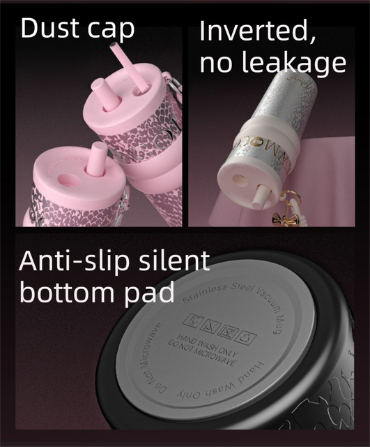 710ML Silver Luxury Gradient Textured Aurora Starry Night Insulated Travel Mug (Bow Pendant Gift Box) – Ceramic Liner Car Coffee Tumbler with Pop-Up Straw Dual Lid, Sinking Tea Infuser Ball and Cup Sleeve