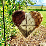 Bird Heart-Shaped Nest with Hanging Metal Frame - Outdoor Garden Decor & Wild Bird Support -  Unique Yard Art for Backyard Sanctuaries and Nature Lover Gifts