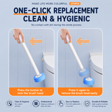 Automatic Flip-Open Disposable Toilet Brush Set with 7 Cleaning Refill Heads, Wall Mounted Storage, One-Button Hygienic Release, 360° Rotating Deep Cleaning, 51cm Long Handle Bathroom Toilet Cleaner