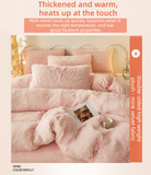 Coffee Luxury Thick Plush 4 Piece Bedding Set for 1.5m & 1.8m Beds – Winter Ultra Soft Warm Bedding with Double-Sided Faux Mink Fur & Crystal Velvet, includes 200 x 230CM Quilt Cover, 230 X 250cm Flat Sheet and 2PCS  48 × 74CM Pillowcases