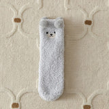 Cozy Winter Home Essentials Set - Grey 1 Pair Women's Plush Cross Band Faux Fur Slippers L Size & 2 Pairs Cute Teddy Bear Fuzzy Socks Set, Warm Indoor Lounge Gift Bundle with Non-Slip House Slides