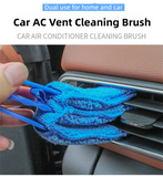 4 Pack Blue Shutter and Car AC Vent Cleaner Brush with Washable Microfiber Cleaning Cloth – Reusable Window Blind Dust Remover for Air Vent, Car AC Vent, Fan & Narrow Gap