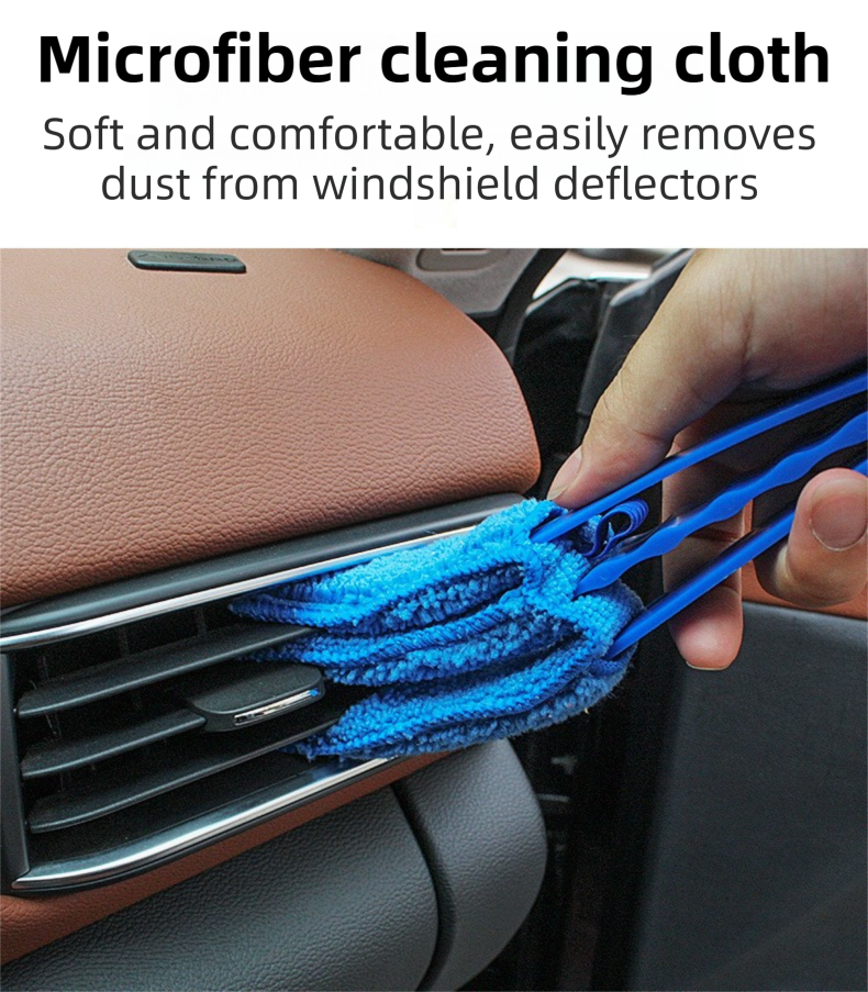 4 Pack Blue Shutter and Car AC Vent Cleaner Brush with Washable Microfiber Cleaning Cloth – Reusable Window Blind Dust Remover for Air Vent, Car AC Vent, Fan & Narrow Gap