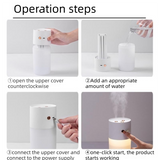 White Dual Spray USB Humidifier with Warm LED Night Light - 400ml Mini Portable Desk and Car Humidifier, Quiet Mist Output, ABS and PP Construction, Compact Rechargeable Moisture Solution for Home Office Travel