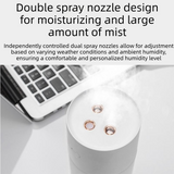 Pink Dual Spray USB Humidifier with Warm LED Night Light - 400ml Mini Portable Desk and Car Humidifier, Quiet Mist Output, ABS and PP Construction, Compact Rechargeable Moisture Solution for Home Office Travel