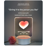 Pink Heart Design Creative Acrylic LED Night Light - Warm White Ambient Table Lamp, Decorative Desktop Mood Light, Cartoon and Creative Display Design, Compact Gift for Bedroom Living Room Office