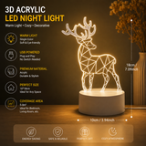 Reindeer style Creative Acrylic LED Night Light - Warm White Ambient Table Lamp, Decorative Desktop Mood Light, Cartoon and Creative Display Design, Compact Gift for Bedroom Living Room Office