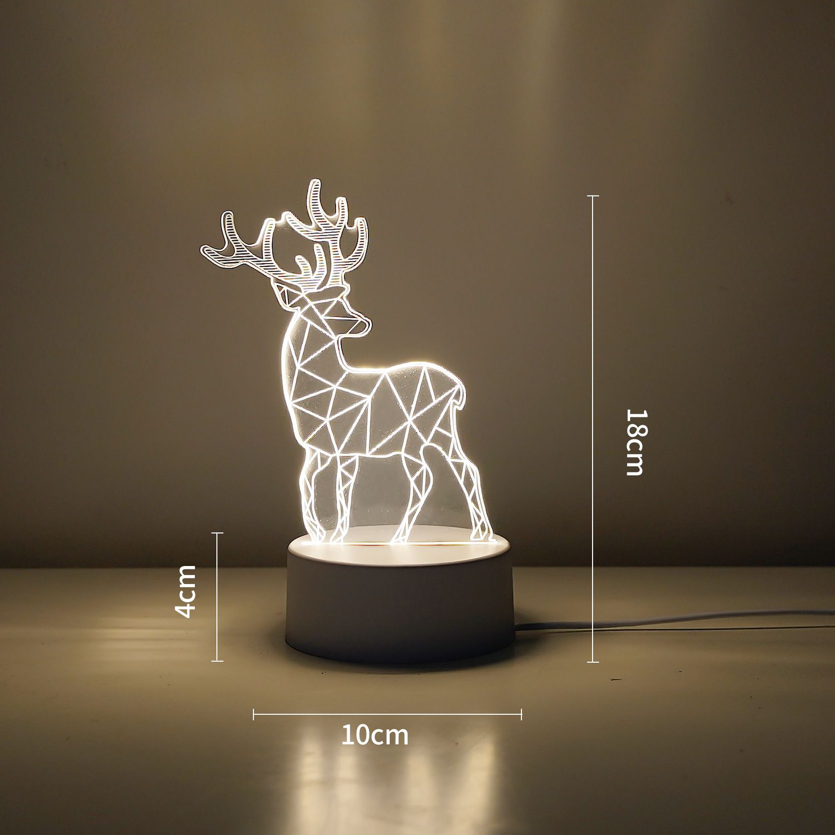 Reindeer style Creative Acrylic LED Night Light - Warm White Ambient Table Lamp, Decorative Desktop Mood Light, Cartoon and Creative Display Design, Compact Gift for Bedroom Living Room Office