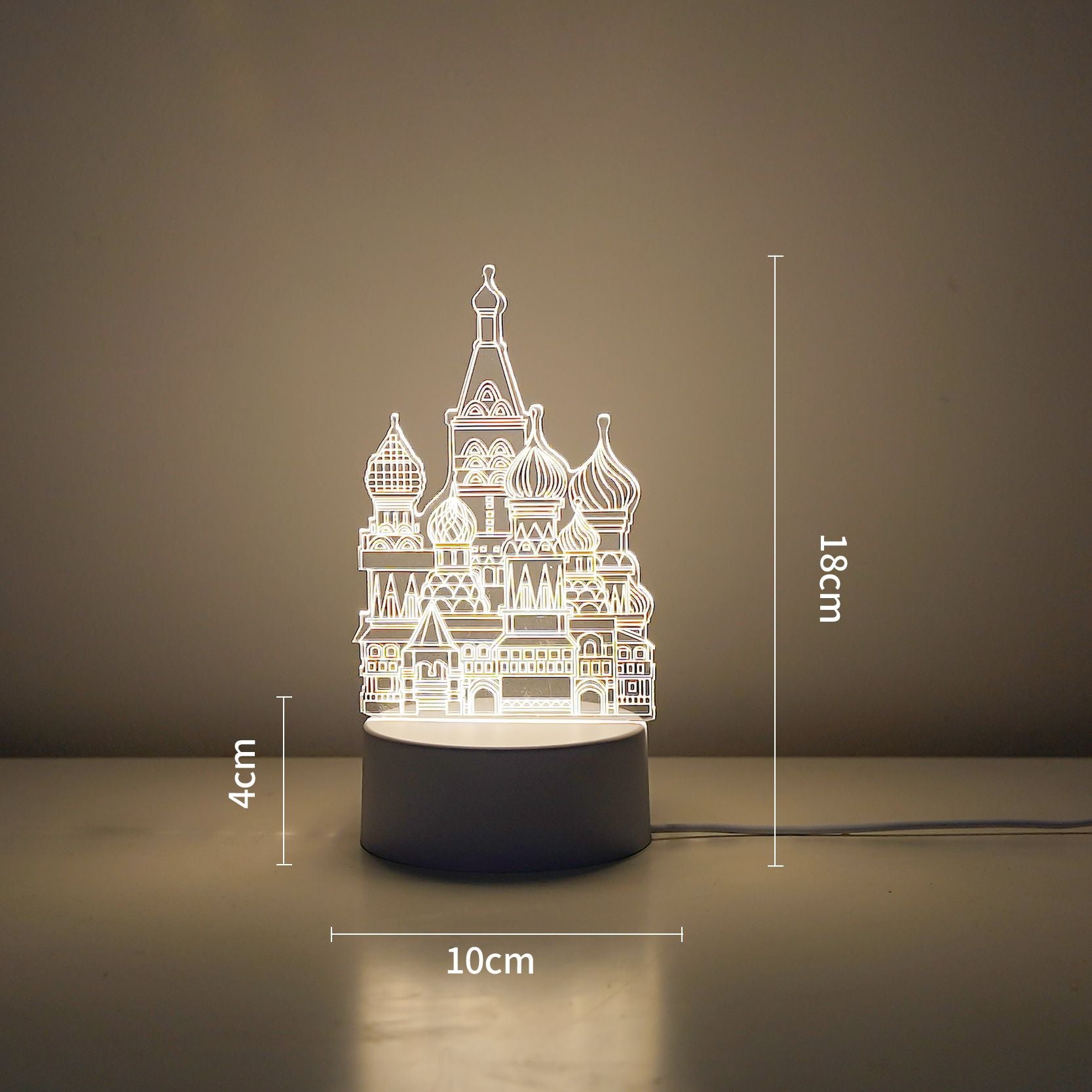Castle Style Creative Acrylic LED Night Light - Warm White Ambient Table Lamp, Decorative Desktop Mood Light, Cartoon and Creative Display Design, Compact Gift for Bedroom Living Room Office