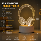 Headphone version Creative Acrylic LED Night Light - Warm White Ambient Table Lamp, Decorative Desktop Mood Light, Cartoon and Creative Display Design, Compact Gift for Bedroom Living Room Office
