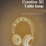 Headphone version Creative Acrylic LED Night Light - Warm White Ambient Table Lamp, Decorative Desktop Mood Light, Cartoon and Creative Display Design, Compact Gift for Bedroom Living Room Office