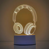 Headphone version Creative Acrylic LED Night Light - Warm White Ambient Table Lamp, Decorative Desktop Mood Light, Cartoon and Creative Display Design, Compact Gift for Bedroom Living Room Office