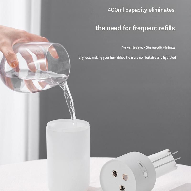 Creative Romantic Home Gift Set - White Dual Spray USB Humidifier with  Warm LED Night Light and White Acrylic Decorative Ambient Lamp, Portable Lamp and Car Humidifier Bundle for Bedroom Office Living Room