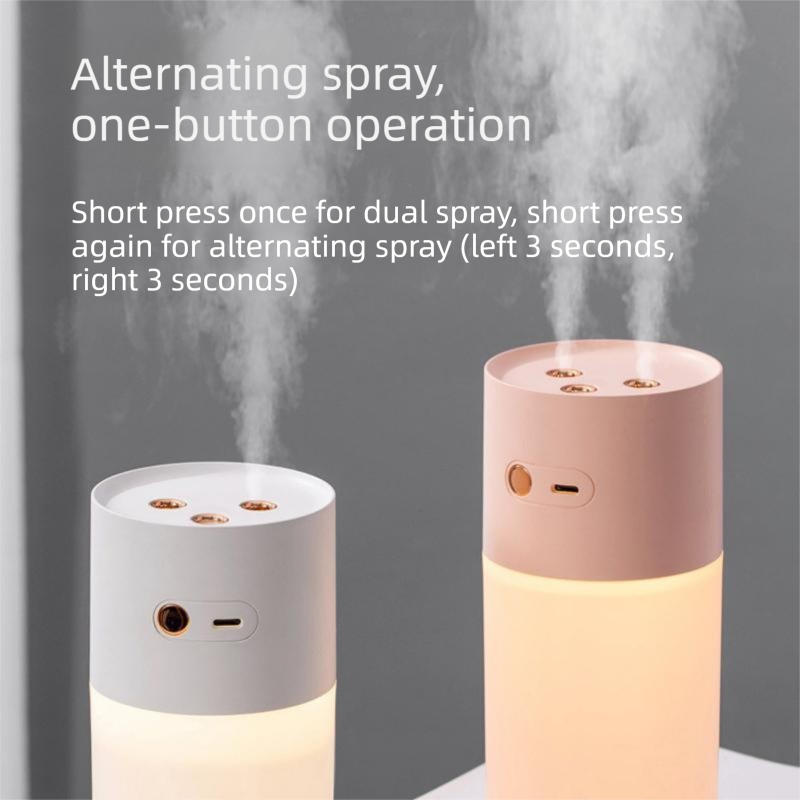 Creative Romantic Home Gift Set - White Dual Spray USB Humidifier with  Warm LED Night Light and White Acrylic Decorative Ambient Lamp, Portable Lamp and Car Humidifier Bundle for Bedroom Office Living Room