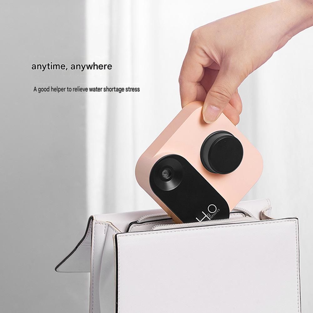 White Mini Camera Humidifier, USB Rechargeable Portable Water Bottle Humidifier with LED Night Light, Wireless Desktop Mist Maker for Office, Bedroom, Travel & Car