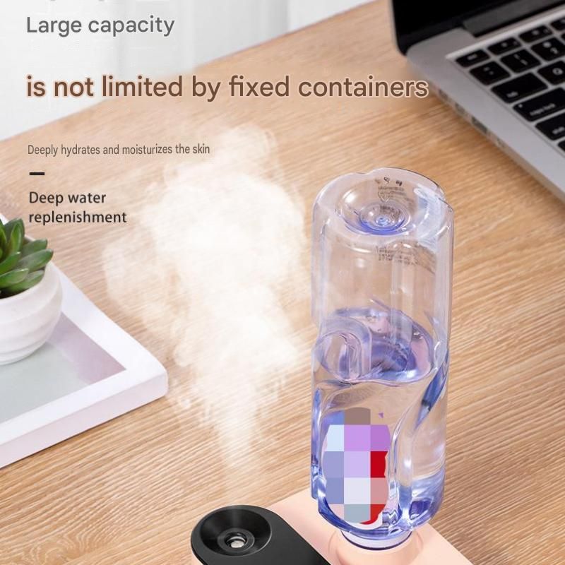 White Mini Camera Humidifier, USB Rechargeable Portable Water Bottle Humidifier with LED Night Light, Wireless Desktop Mist Maker for Office, Bedroom, Travel & Car