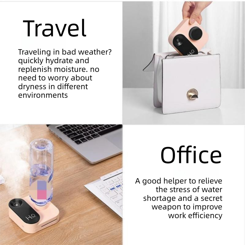 White Mini Camera Humidifier, USB Rechargeable Portable Water Bottle Humidifier with LED Night Light, Wireless Desktop Mist Maker for Office, Bedroom, Travel & Car