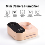 Pink Mini Camera Humidifier, USB Rechargeable Portable Water Bottle Humidifier with LED Night Light, Wireless Desktop Mist Maker for Office, Bedroom, Travel & Car