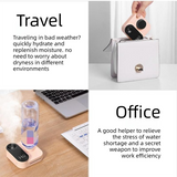Pink Mini Camera Humidifier, USB Rechargeable Portable Water Bottle Humidifier with LED Night Light, Wireless Desktop Mist Maker for Office, Bedroom, Travel & Car
