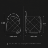 Red Heat Resistant Oven Mitts Set 1 Pair and 4 Pot Holders Quilted Cotton Kitchen Heat Protection Gloves and Pads Silver Coated Non Slip Baking Cooking Kitchen Accessories