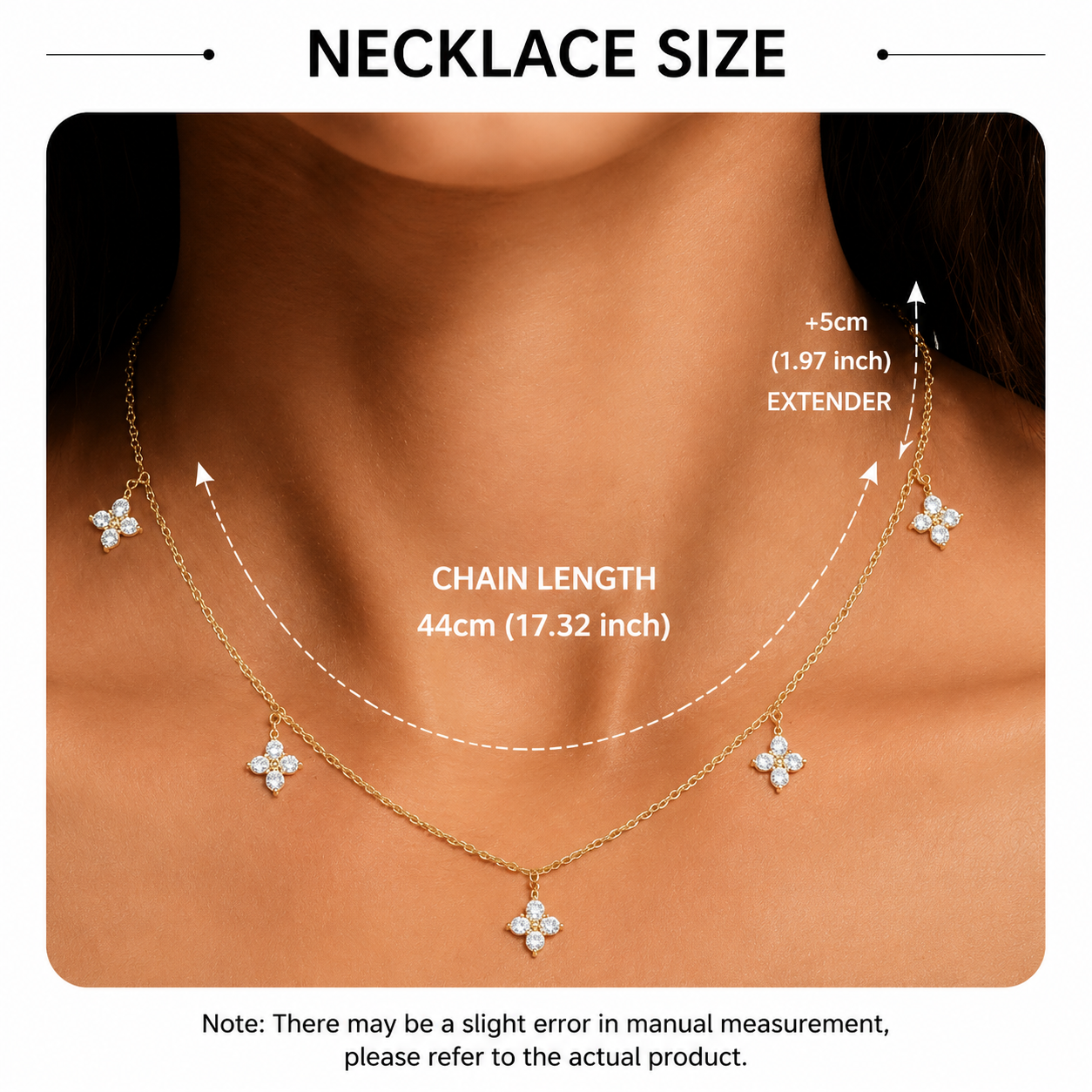 Gold Four Leaf Clover Pendant Necklace with Gift Box Gold Tone Cubic Zirconia Charm Necklace Adjustable Chain Dainty Everyday Jewellery Gift for Women