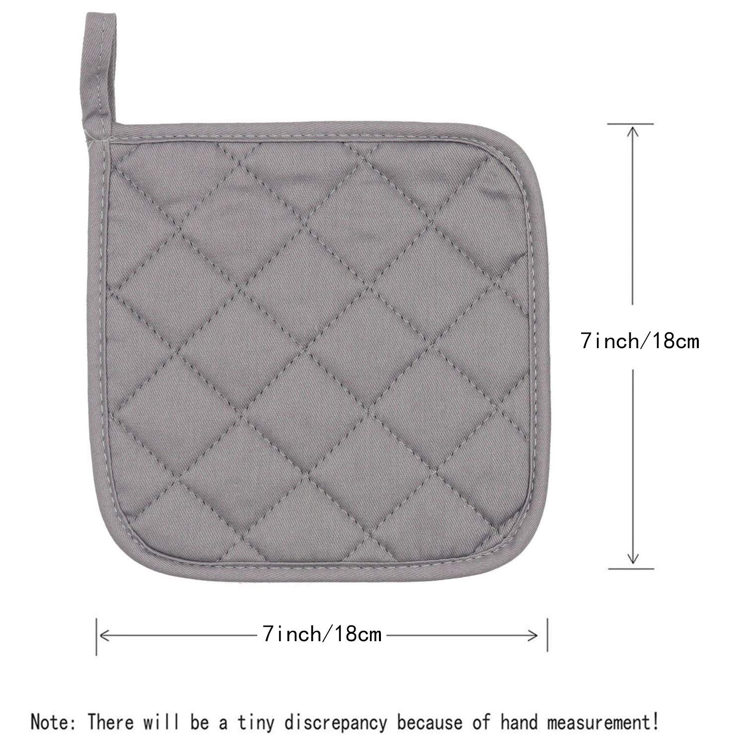 4 Pack Heat Resistant Pot Holders - Blue Cotton Silver Coated Quilted Kitchen Heat Pads Non Slip Oven Mats 18x18cm Baking Cooking Microwave Use Durable Thermal Protection