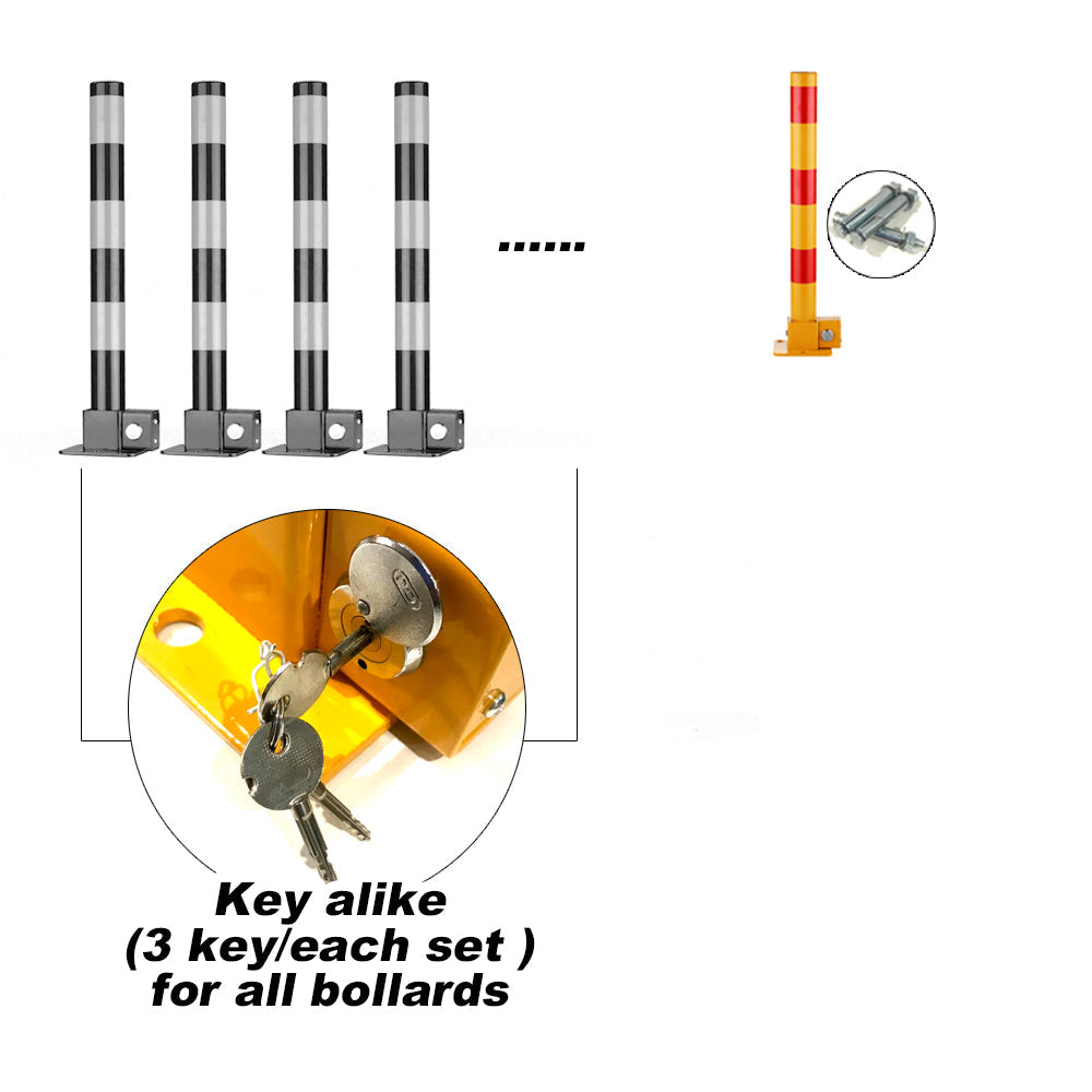 Traffic Control & Parking Tools: Red Parking Bollard locker Barrier Key Alike lock Fold Down Vehicle