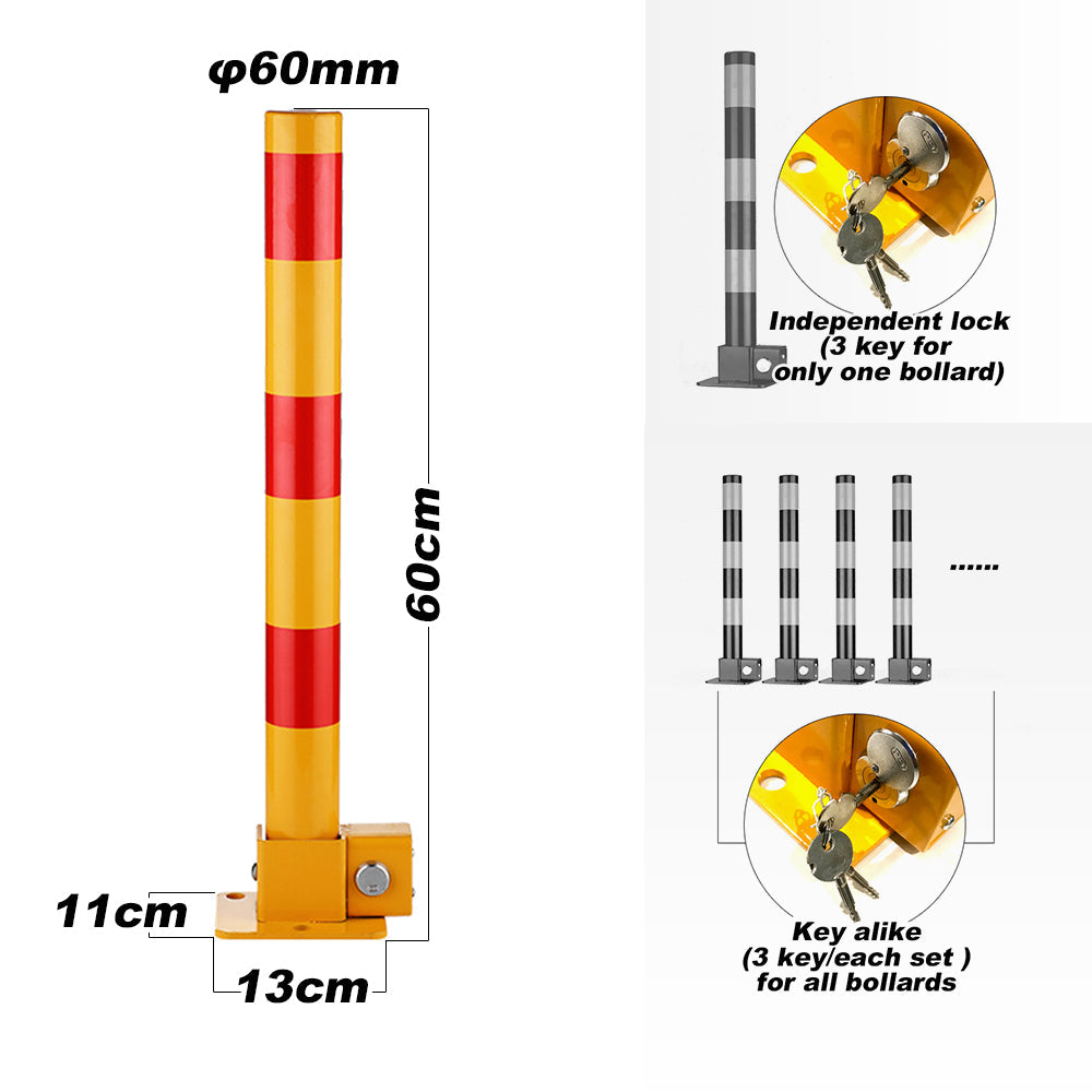 Traffic Control & Parking Tools: Red Parking Bollard locker Barrier Key Alike lock Fold Down Vehicle