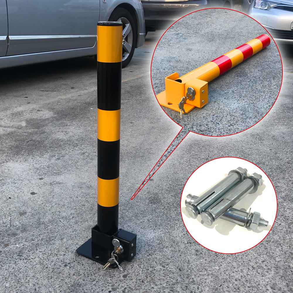 Traffic Control & Parking Tools: Fold Down Vehicle Security Car Parking Lock Safety Barrier Bollard Locker Barrier -Black