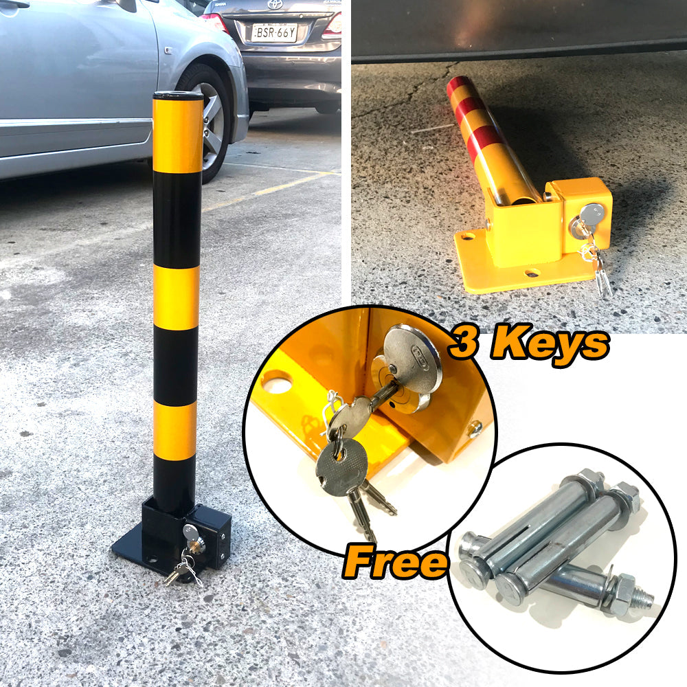 Traffic Control & Parking Tools: Fold Down Vehicle Security Car Parking Lock Safety Barrier Bollard Locker Barrier -Black