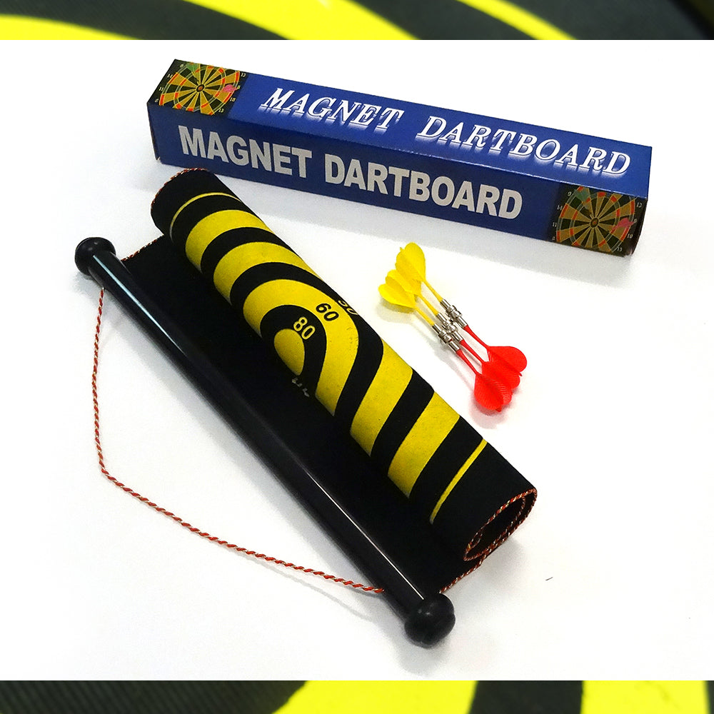 Board Games: 17" Magnetic Rollup Dart Board 6 Darts Large Double Side Dartboard Game