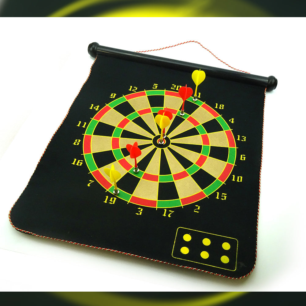Board Games: 17" Magnetic Rollup Dart Board 6 Darts Large Double Side Dartboard Game