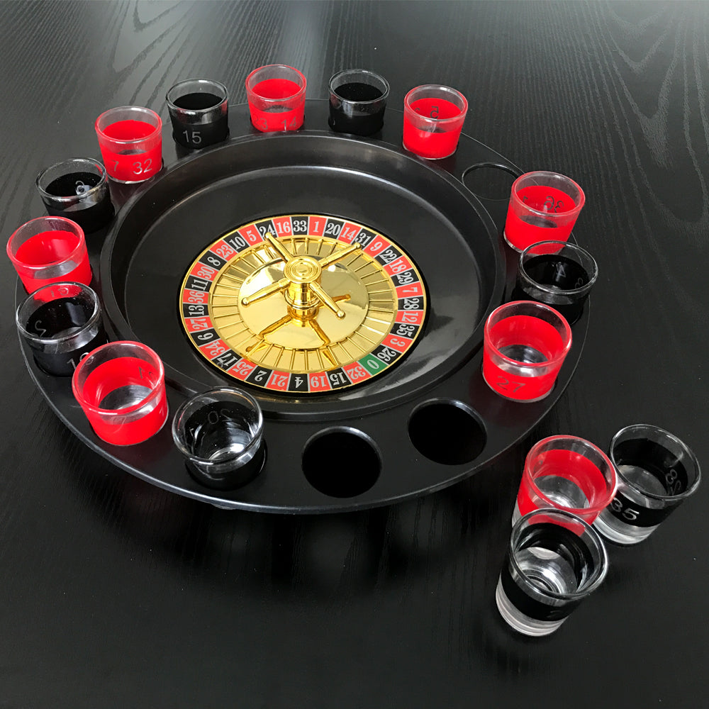 Board Games: Wine Game Shot Drinking Roulette Set with Casino Spin Glass Shot Party Bar Game