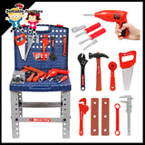 Pretend Play: Tool Box Work Bench With Battery Operated Drill Set kids Pretend Play Toy 55pcs