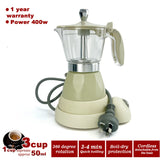Coffee Machines & Accessories: Latest Styles Electric Aluminum Espresso Moka Coffee Maker 3cups Italian Classic - Cream