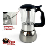 Coffee Machines & Accessories: Borosilicate Glass Stainless Steel Moka Pot Coffee Maker Italian Espresso 6Cups
