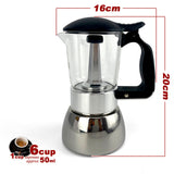 Coffee Machines & Accessories: Borosilicate Glass Stainless Steel Moka Pot Coffee Maker Italian Espresso 6Cups