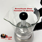 Coffee Machines & Accessories: Borosilicate Glass Stainless Steel Moka Pot Coffee Maker Italian Espresso 6Cups