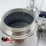 Coffee Machines & Accessories: Borosilicate Glass Stainless Steel Moka Pot Coffee Maker Italian Espresso 6Cups