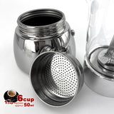 Coffee Machines & Accessories: Borosilicate Glass Stainless Steel Moka Pot Coffee Maker Italian Espresso 6Cups