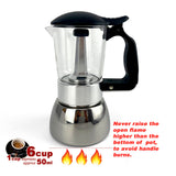 Coffee Machines & Accessories: Borosilicate Glass Stainless Steel Moka Pot Coffee Maker Italian Espresso 6Cups