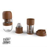 Coffee Machines & Accessories: Brown All in1 Anywhere Portable Drip Pour Over Coffee Maker + Electric Grinder + Juice Blender Anywhere Freshly Ground Coffee