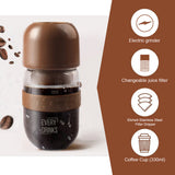 Coffee Machines & Accessories: Brown All in1 Anywhere Portable Drip Pour Over Coffee Maker + Electric Grinder + Juice Blender Anywhere Freshly Ground Coffee