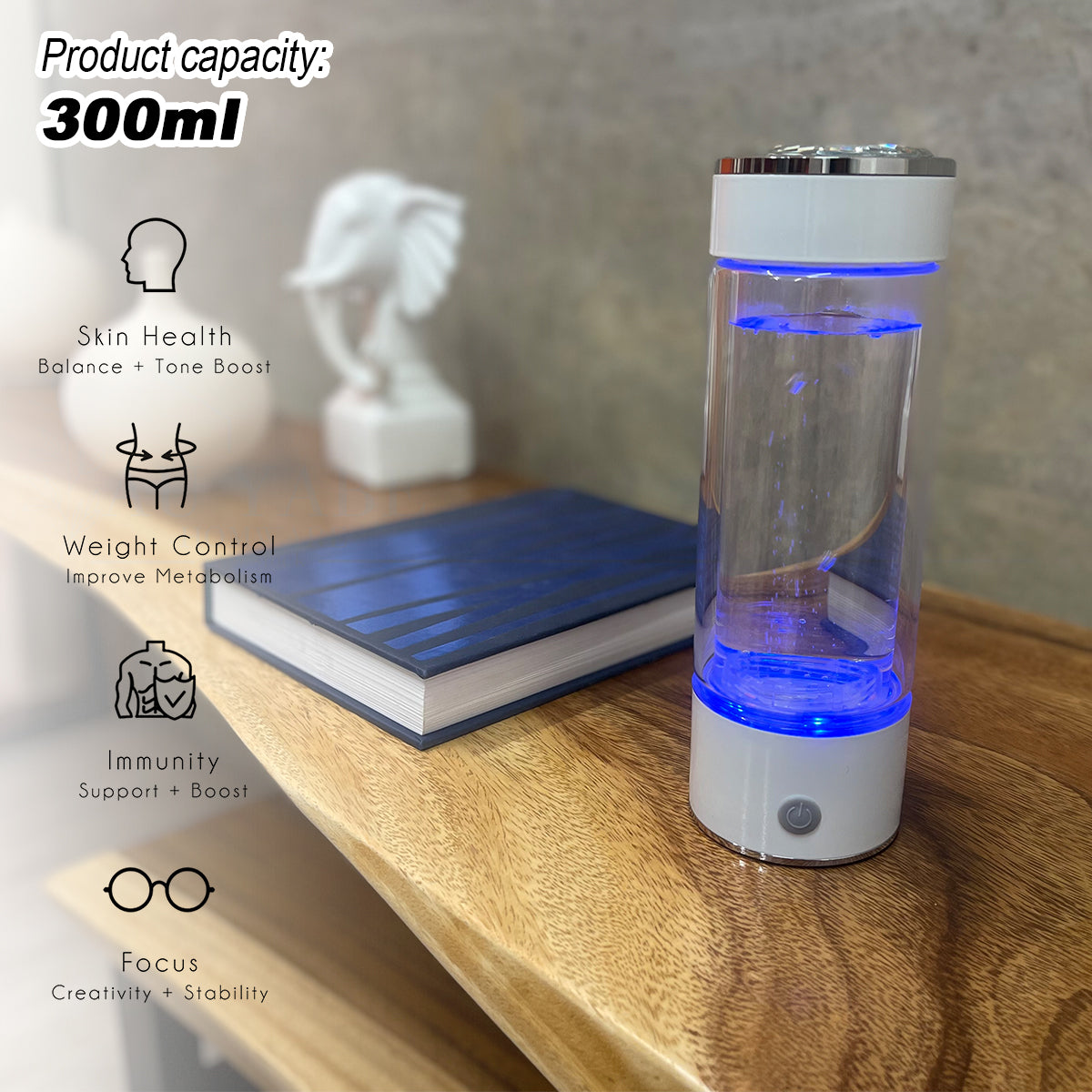 Drinkware: 300ml H2 Hydrogen Water Bottle Alkaline Ionizer High compatibility AU